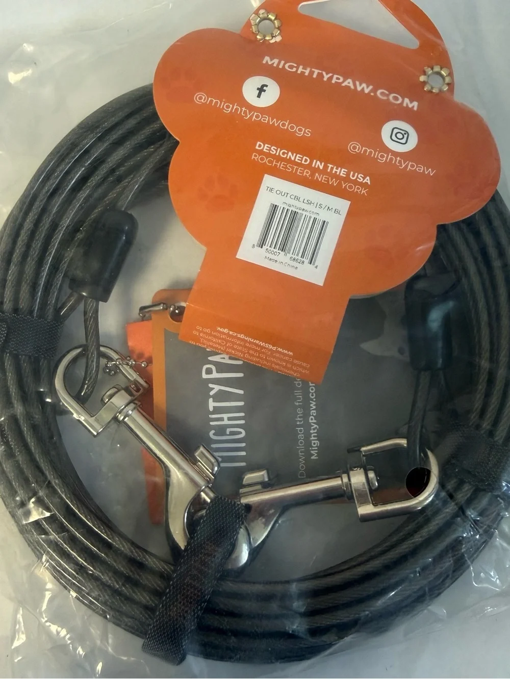 MIGHTY PAW Dogs Tie Out Cable LeasH NWT